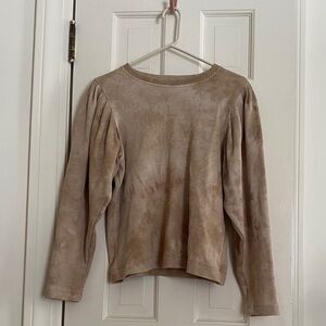 Women's Tie Dye Waffle Knit Long Sleeve Top